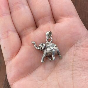 Vintage 925 Sterling Silver Solid Large Running Elephant Good Luck Charm